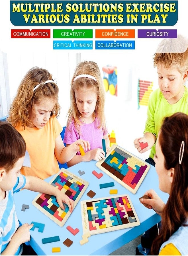 ZEXREL® Wooden Puzzle Blocks for Kids 40 Piece Set, Educational Toy for Toddlers and Preschoolers, Wood Intelligence Puzzle for Ages 3-8, Adults, Educational Gift- (Puzzle Blocks) - Image 3
